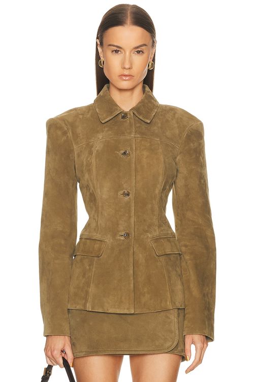 EAVES x Coco Aina Suede Cinched Jacket in Brown