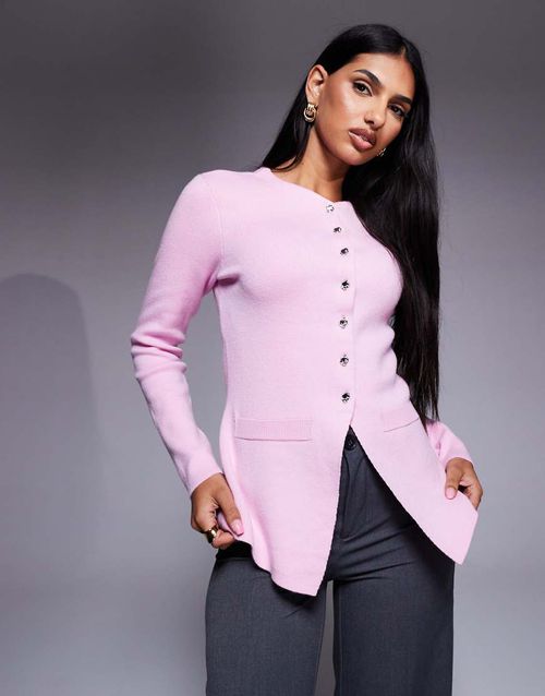 Knitted button up top in light pink