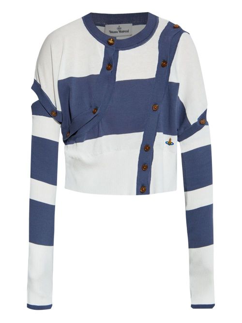 Vivienne Westwood striped button-detail cropped cardigan - Blue