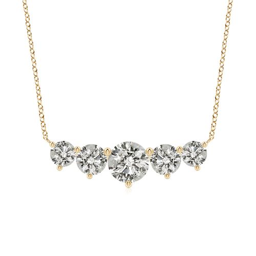 Angara 2.0 Carats Graduated Five Stone Round Diamond Necklace in 18K Yellow Gold