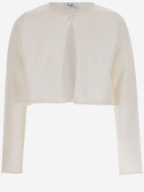 Cotton Cropped Cardigan — White