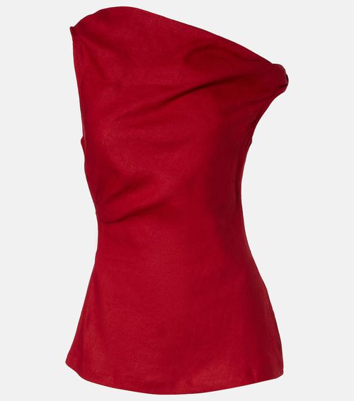 Suis one-shoulder linen top