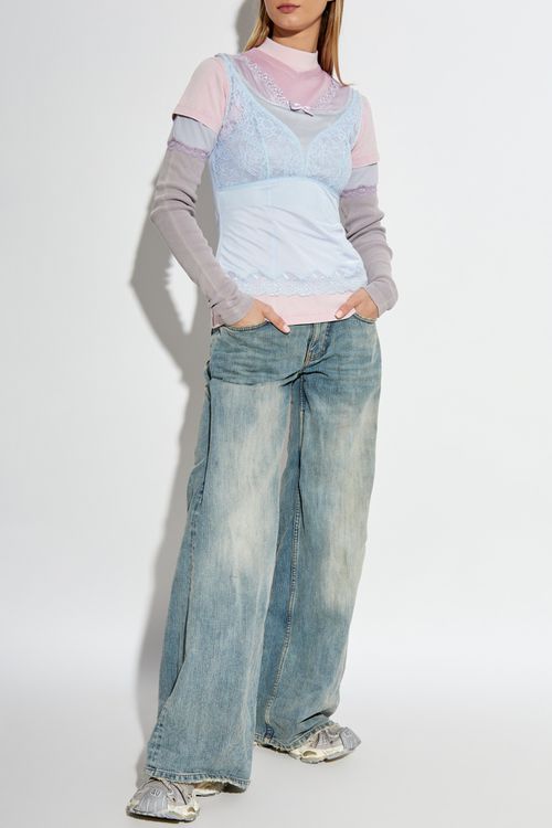 Top With Stand-up Collar, Women's, Multicolour