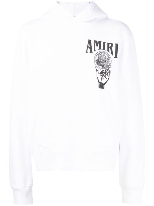 Logo-print cotton hoodie - White