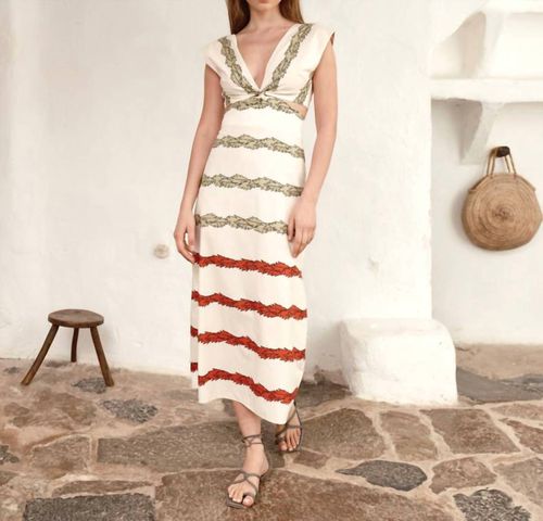 Women's Quinto Sol Cotton Midi Dress In Ivory Stripe Helechos
