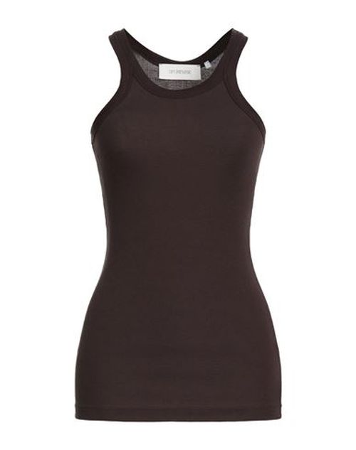 Woman Tank top Brown Size L Cotton, Silk, Elastane
