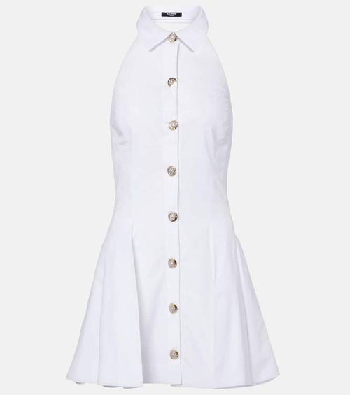 Halterneck cotton poplin minidress