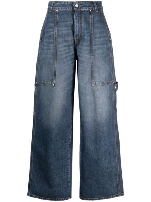 Blue Wide Leg Denim Jeans