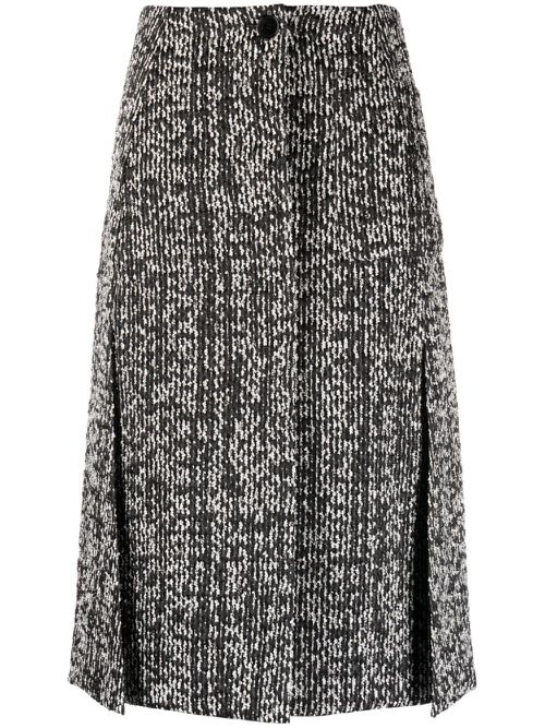 Textured-finish mid-rise skirt - Black