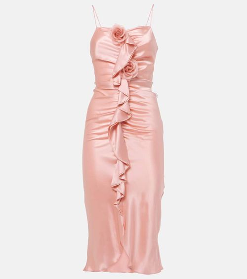 Ruched silk crêpe midi dress