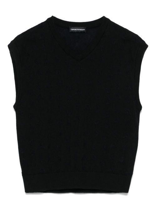 Logo-jacquard vest - Blue