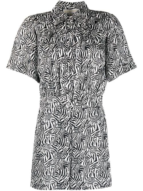 Graphic-print short-sleeve playsuit - White