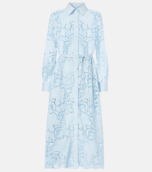 Laser-cut cotton shirt dress
