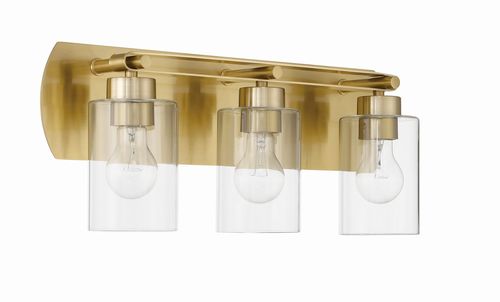 Satin Brass Three Light Vanity from the Hendrix Collection