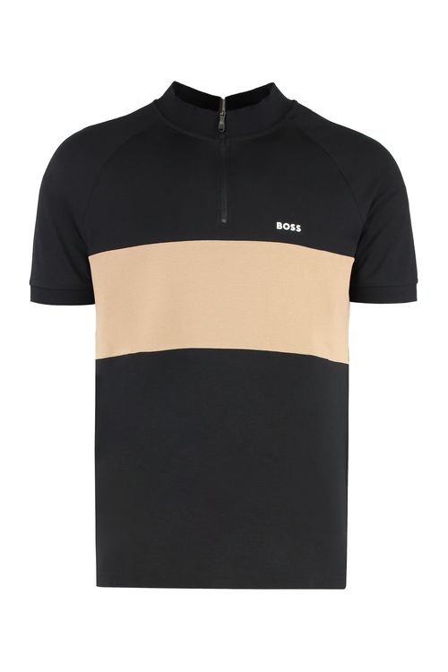 Stretch Cotton Piqué Polo Shirt — Black