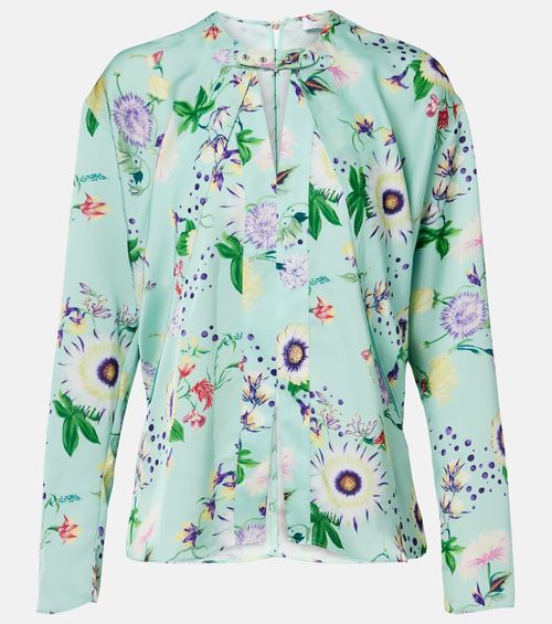 Layered floral satin blouse