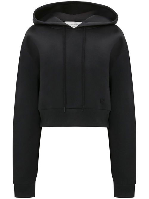 Logo-embroidered cotton-blend hoodie - Black