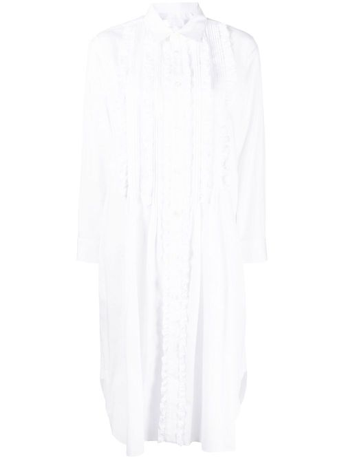 Pleat-ruffled detail shirt detail - White