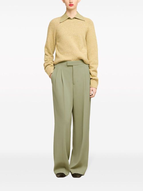 Pressed-crease straight-leg trousers - Green
