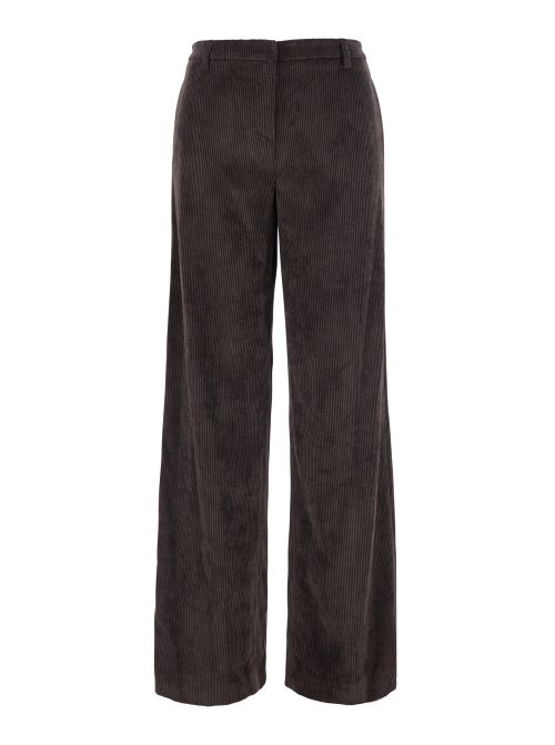 Ribbed Tech Fabric Trousers — Brown