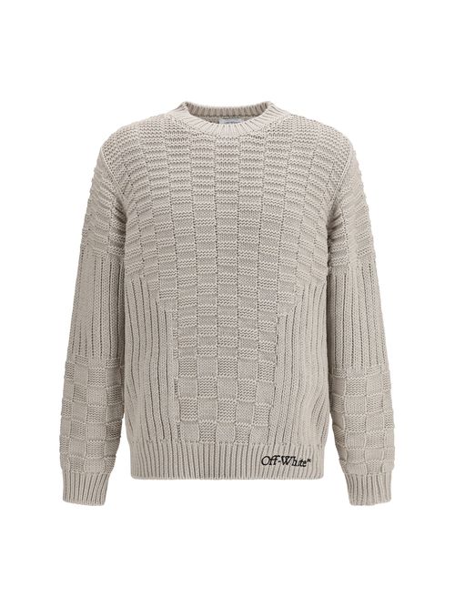 Intarsia Knit Crew Neck Sweater — Gray