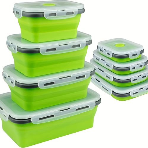 TEMU 4pcs Storage Containers, Multifunctional Foldable Food Sealed Box With Lid, Stackable And Reusable Food Storage Box, For Meat, Fruit And