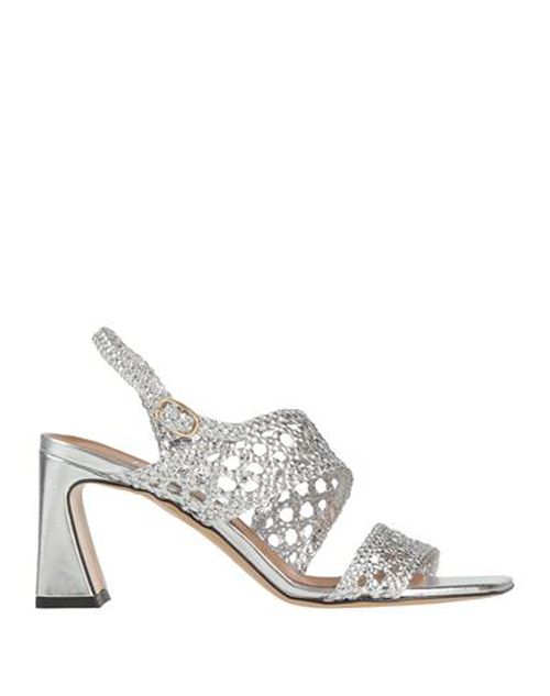 Woman Sandals Silver Size 6 Leather