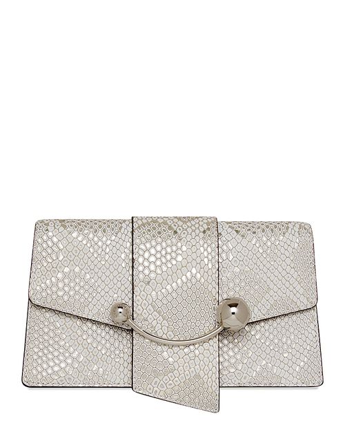 Crescent on a Chain Snake Embossed Leather Crossbody