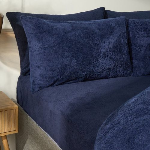 OHS Teddy Fleece Fitted Sheet, Navy - Single