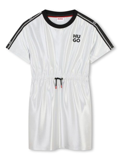 Logo-print drawstring dress - White