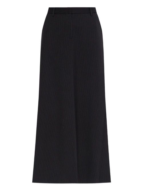 Pinstriped ankle-length skirt - Black