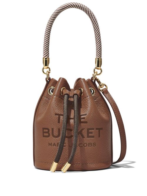Mini leather bucket bag - Brown