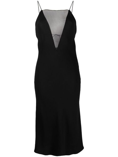 Compact silk crepe midi dress - Black