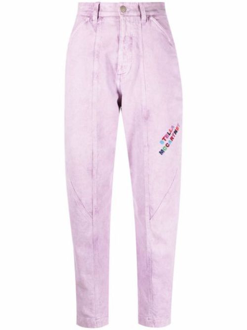 Logo-embroidered tapered jeans