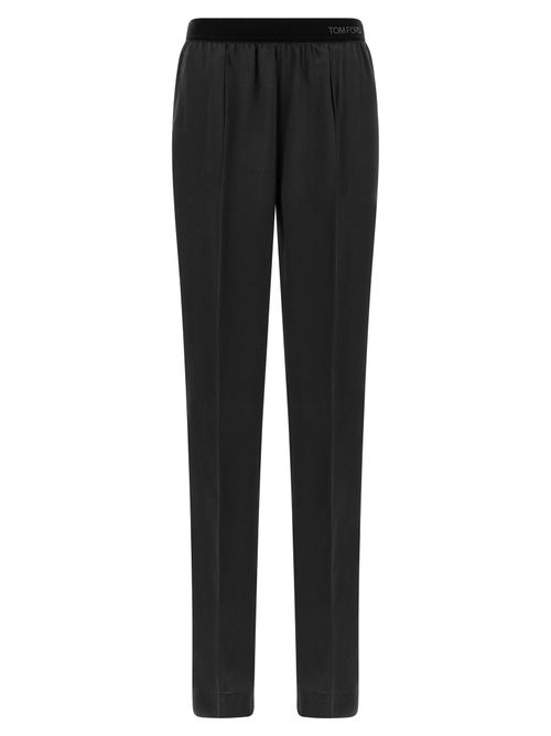 Silk Satin Trousers — Black