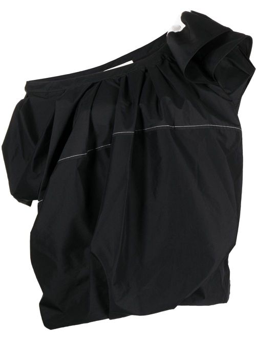 Gathered-detail off-shoulder blouse - Black
