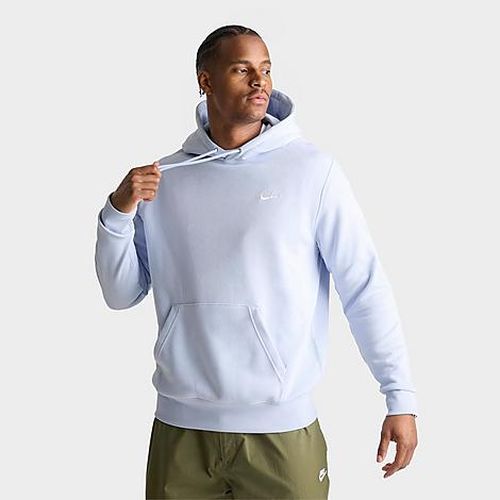Men's Club Fleece Premium Embroidered Pullover Hoodie in Hydrogen Blue/Hydrogen Blue/White