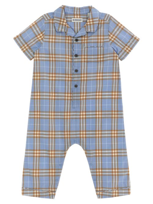 Check Cotton Jumpsuit — Blue