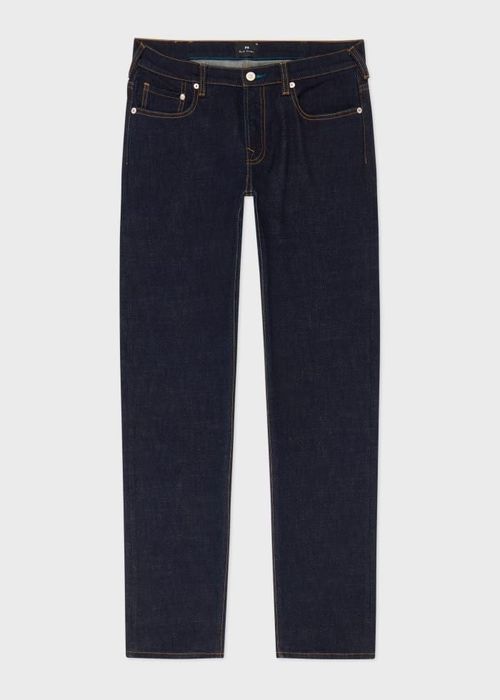 Tapered-Fit Indigo-Rinse 'Crosshatch Stretch' Jeans Blue