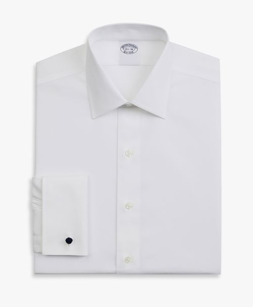 White Regular Fit Non-iron Stretch Cotton Dress Shirt With Ainsley Collar