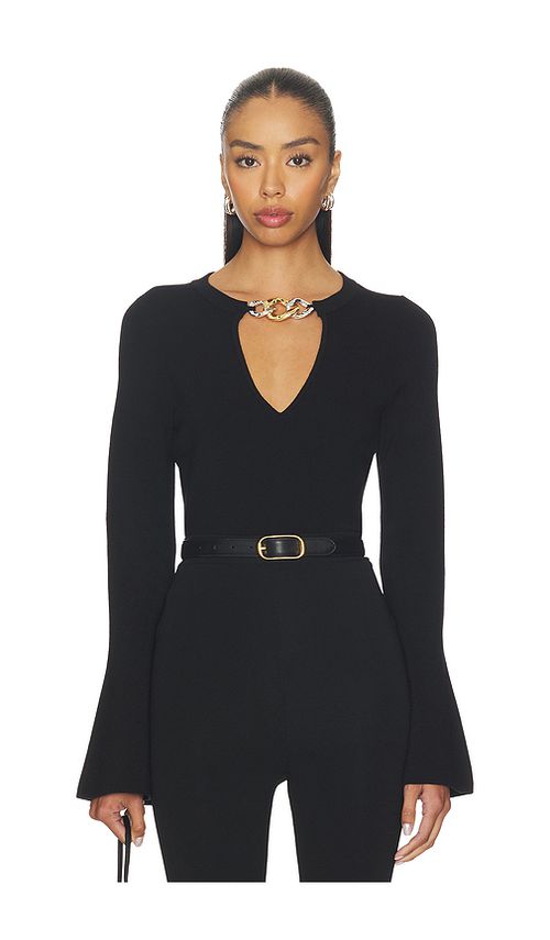 SIMKHAI Evren Long Sleeve Top in Black. M. Also in