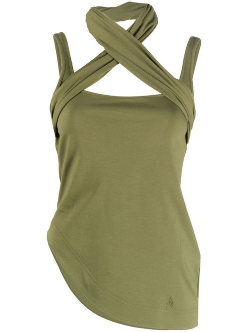 Asymmetric sleeveless T-shirt - Green
