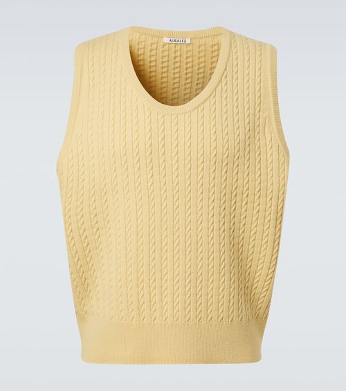 Cable-knit wool vest