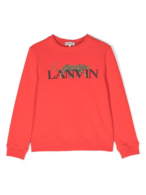 Leopard-print logo sweatshirt - Red
