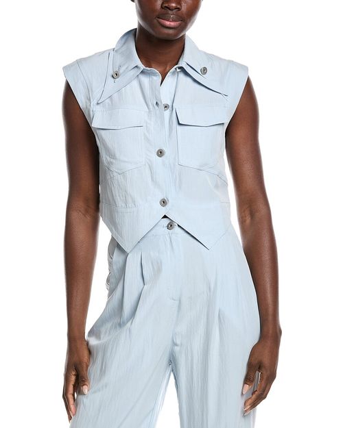 Open V-Bottom Hem Sleeveless Top