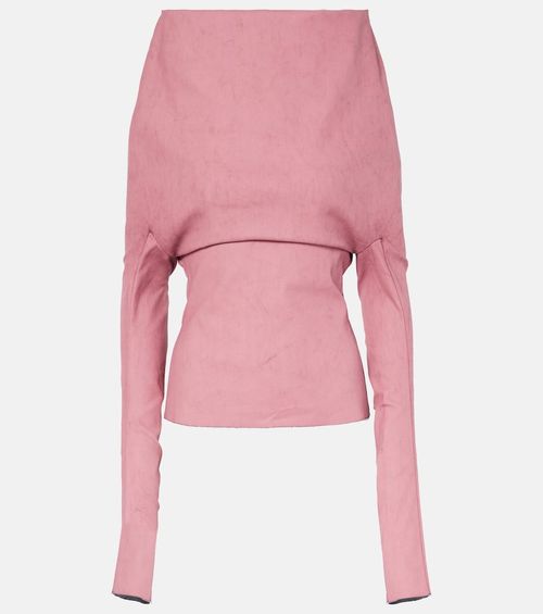 Draped cotton-blend top