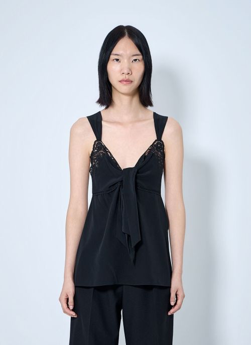Lace-trim Silk Crêpe Camisole - Woman Tops Black Fr