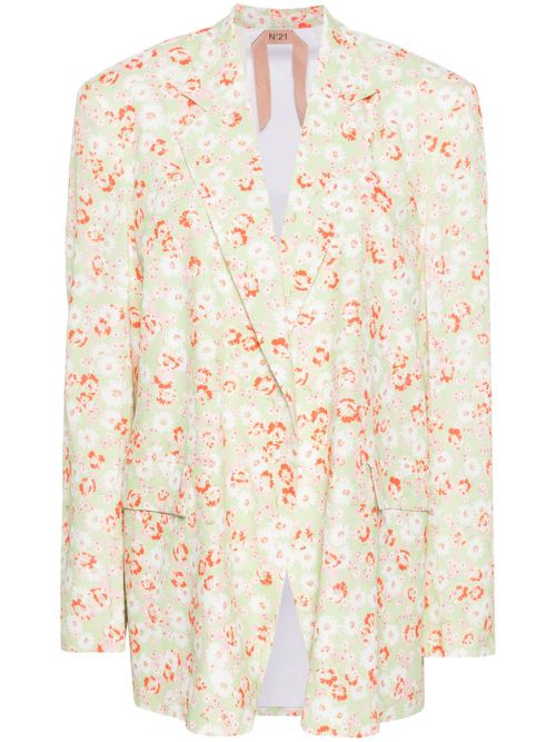 Floral-print crepe blazer - Green