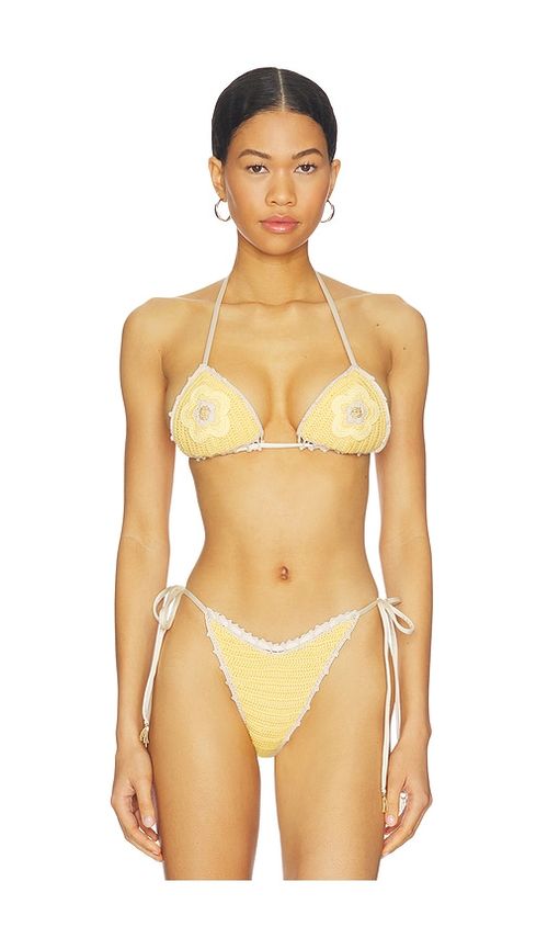 Capittana Trinidad Flower Top in Lemon. - XS also in S, M