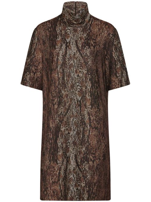 Mock-neck shift dress - Brown